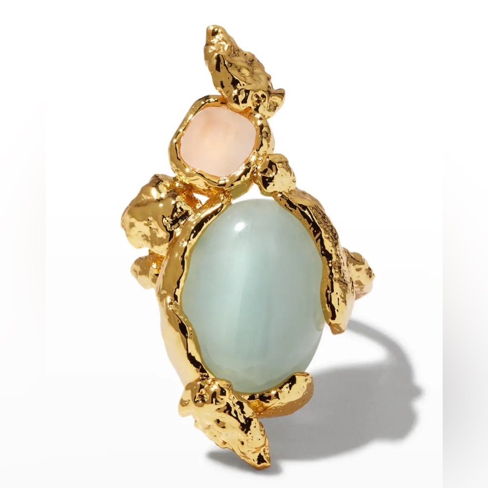 Alexis Bittar Golden Pebble Cake Nugget Ring! Sz 7
